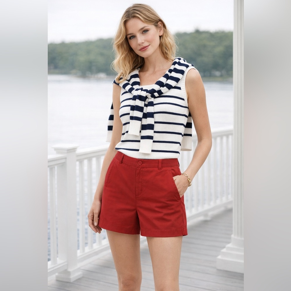 Tommy Hilfiger Red Stretch Shorts L 90s Preppy Americana Coastal Cowgirl